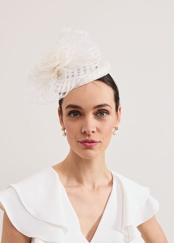 Phase Eight Flower Pillbox Fascinator Hats White USA | 4169802-IT